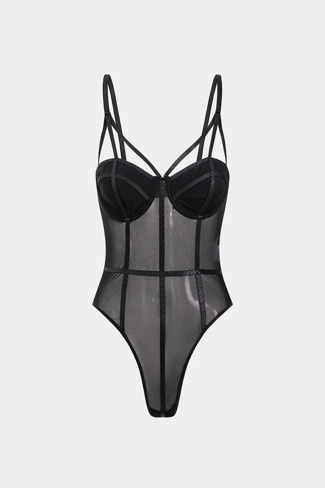 Mesh skåret ud bustier spalt bodysuit sold by Micas