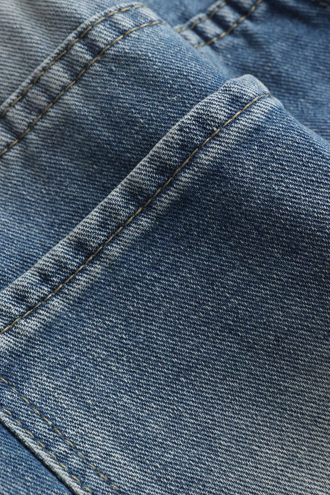 Faded Cross Embroidery Denim Fringe Pocket Button Straight Leg Jeans sold by Micas product image thumbnail 5