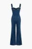 Denim knap lomme bred ben jumpsuit sold by Micas
