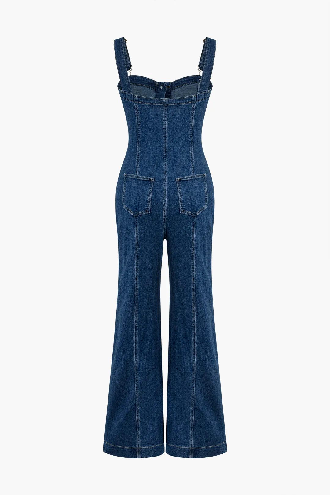 Denim knap lomme bred ben jumpsuit sold by Micas product image thumbnail 2