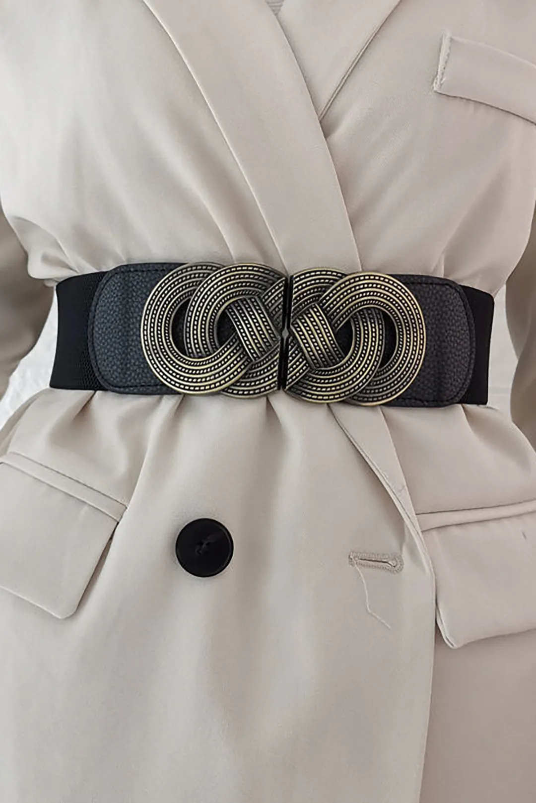 Metal faux læder spænde elastisk linningbånd korset sold by Micas