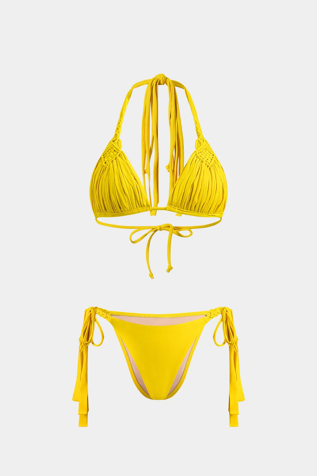 Ruched Tie Back Strappy Bikini Set sold by Micas