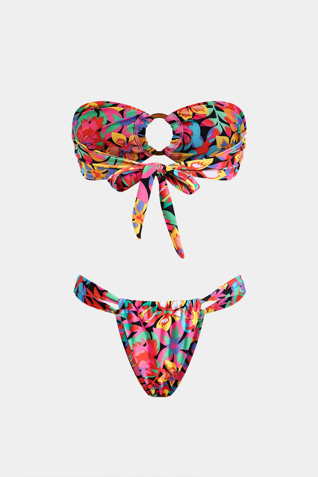 Floral Print Metallic Cut Out Tie Back Bikini Set sold by Micas product image thumbnail 2