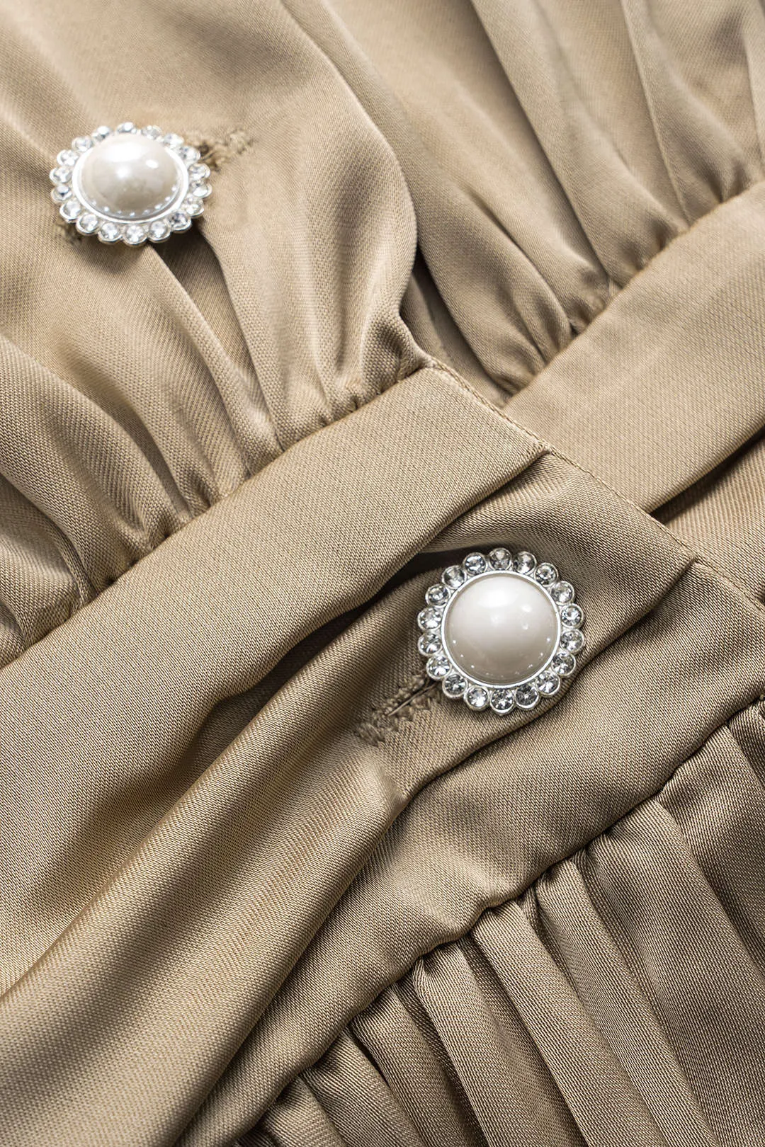 Satin Ruffle Ruched Button Longærme skjorte sold by Micas product image thumbnail 3