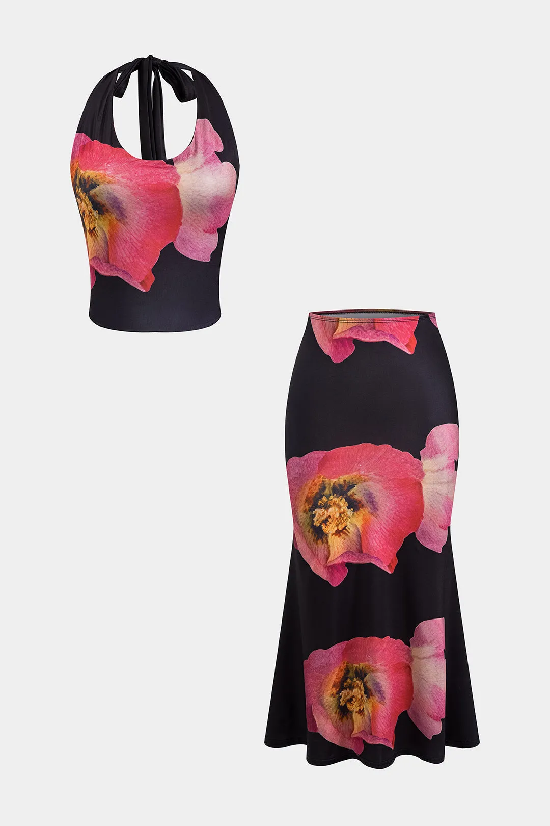 Blomsterprint bind tank top og nederdel sæt sold by Micas