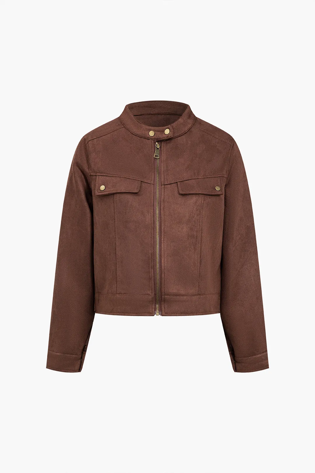 Faux ruskind falske lommeknap langærmet jakke sold by Micas