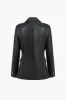 Faux læder knap klap lomme langærmet blazer sold by Micas