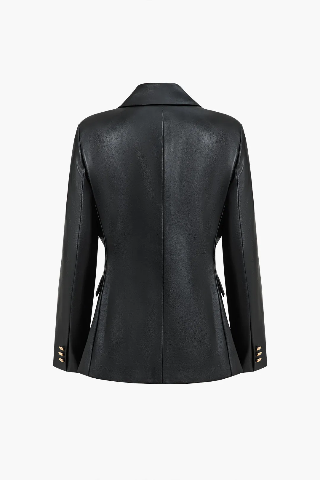 Faux læder knap klap lomme langærmet blazer sold by Micas product image thumbnail 2