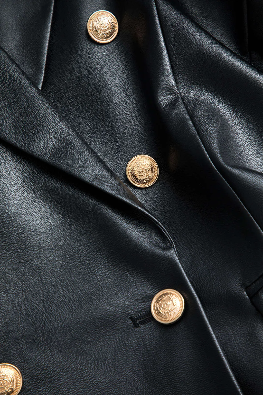 Faux læder knap klap lomme langærmet blazer sold by Micas product image thumbnail 3