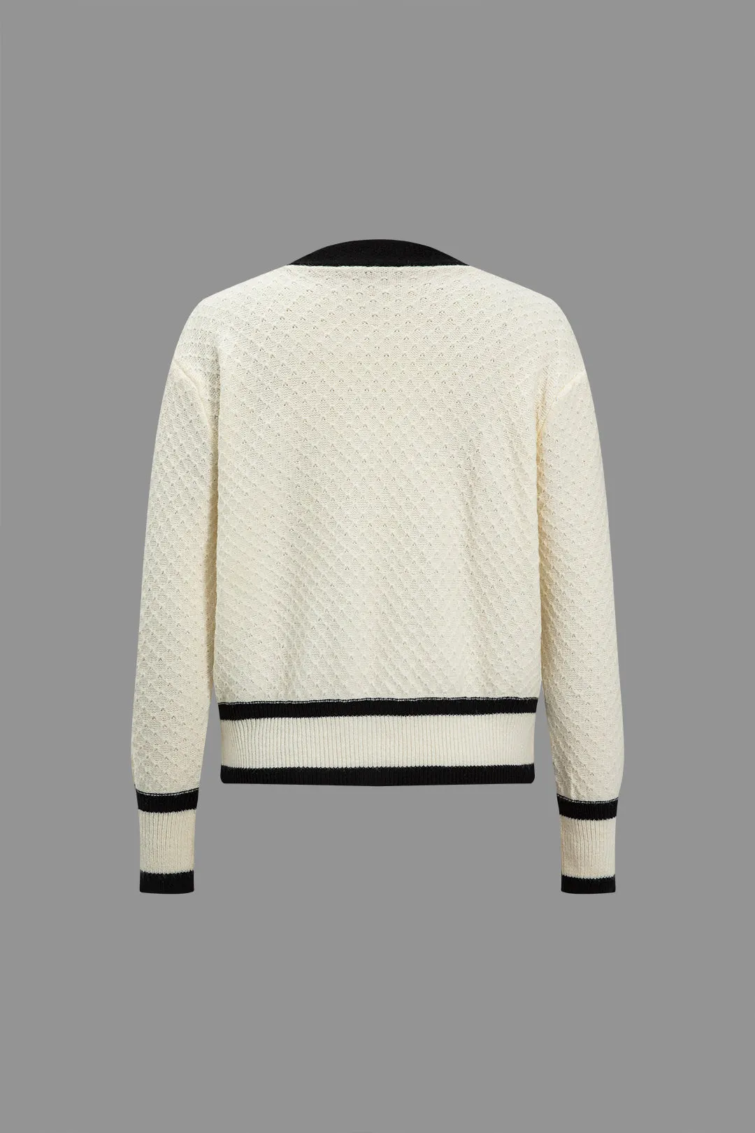 Kontrast Knit -knap Fake Pocket Longærmet Cardigan sold by Micas product image thumbnail 2