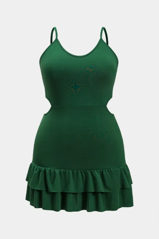 Plus Size Cut Out Ruffle Slip Mini Dress sold by Micas