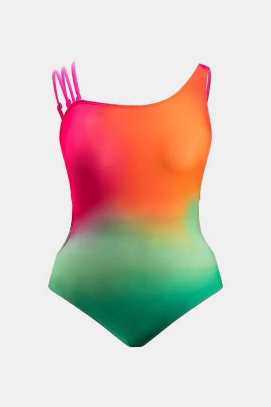 Plus størrelse ombre print mave kontrol badedragt sold by Micas