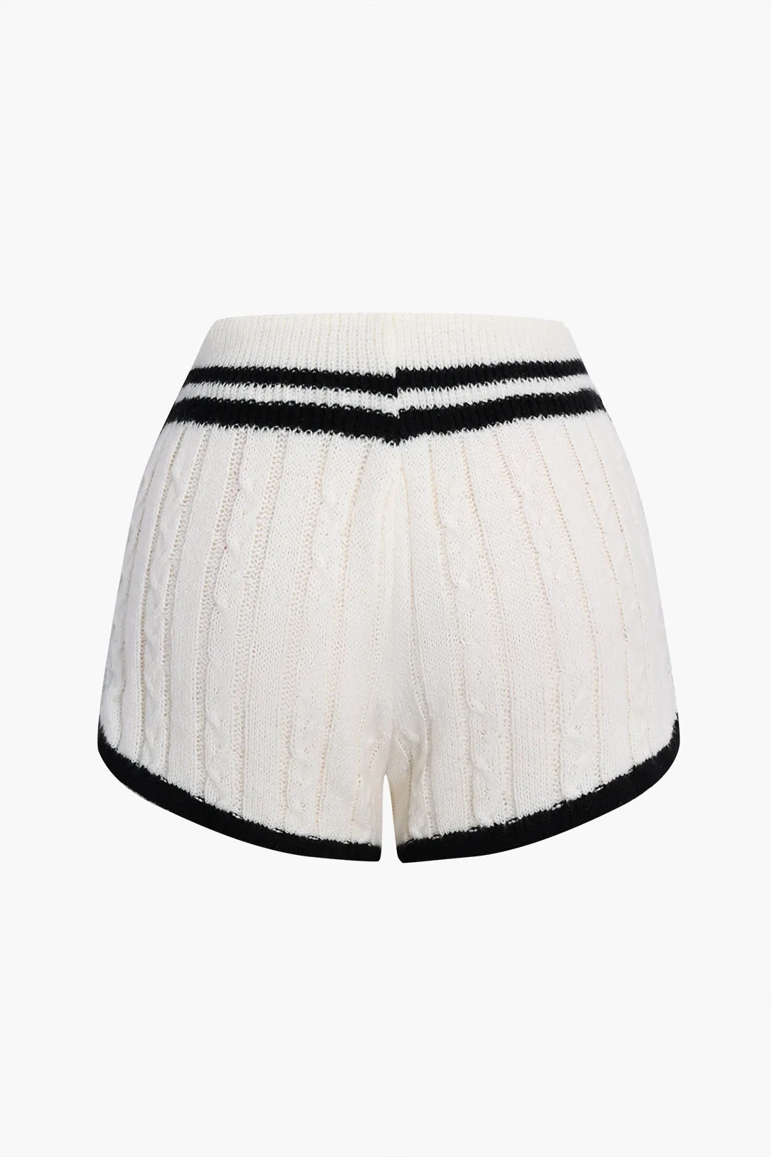 Kontraststrik lynlås langærmet top og slips foran shorts sæt sold by Micas product image thumbnail 5