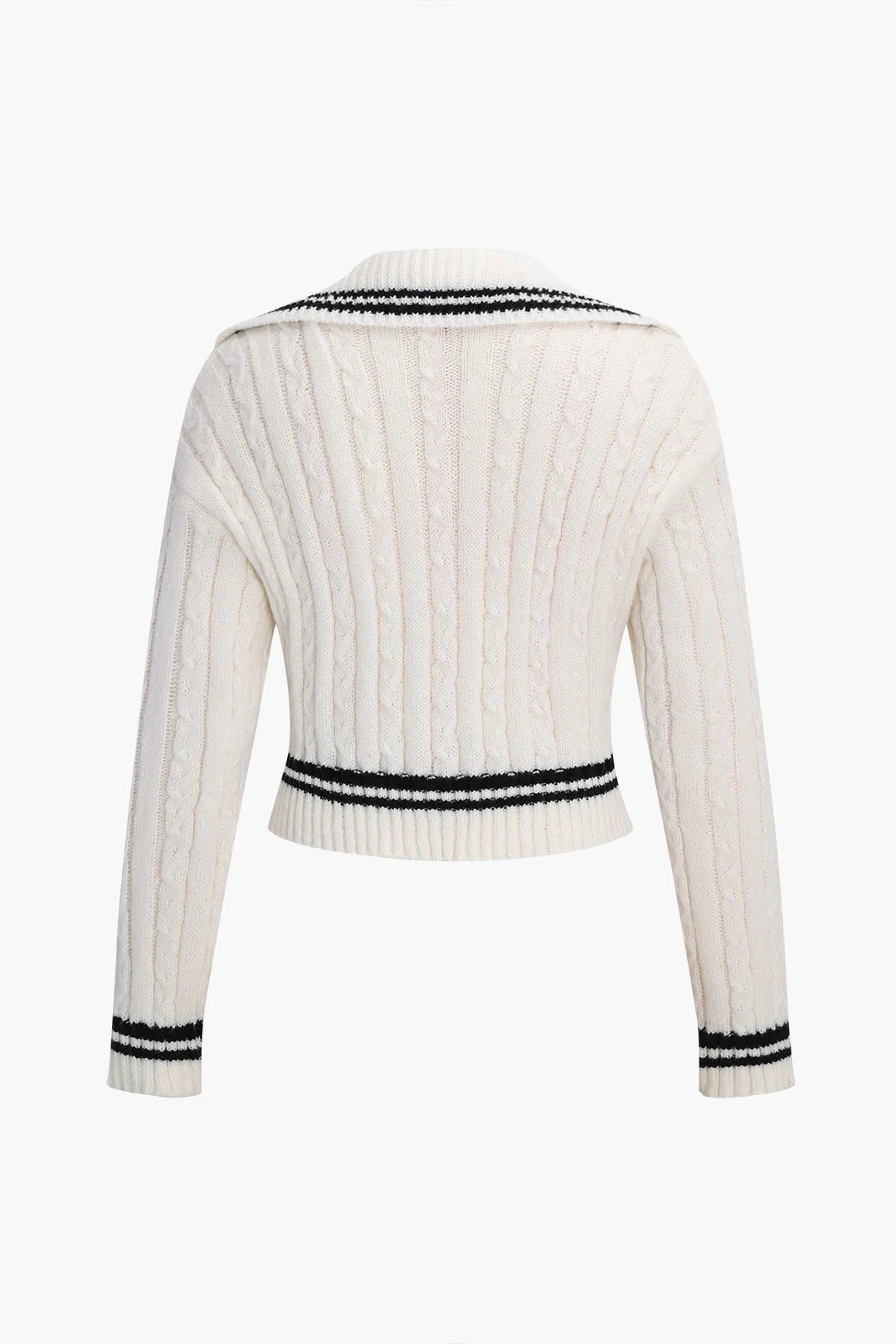 Kontraststrik lynlås langærmet top og slips foran shorts sæt sold by Micas product image thumbnail 3