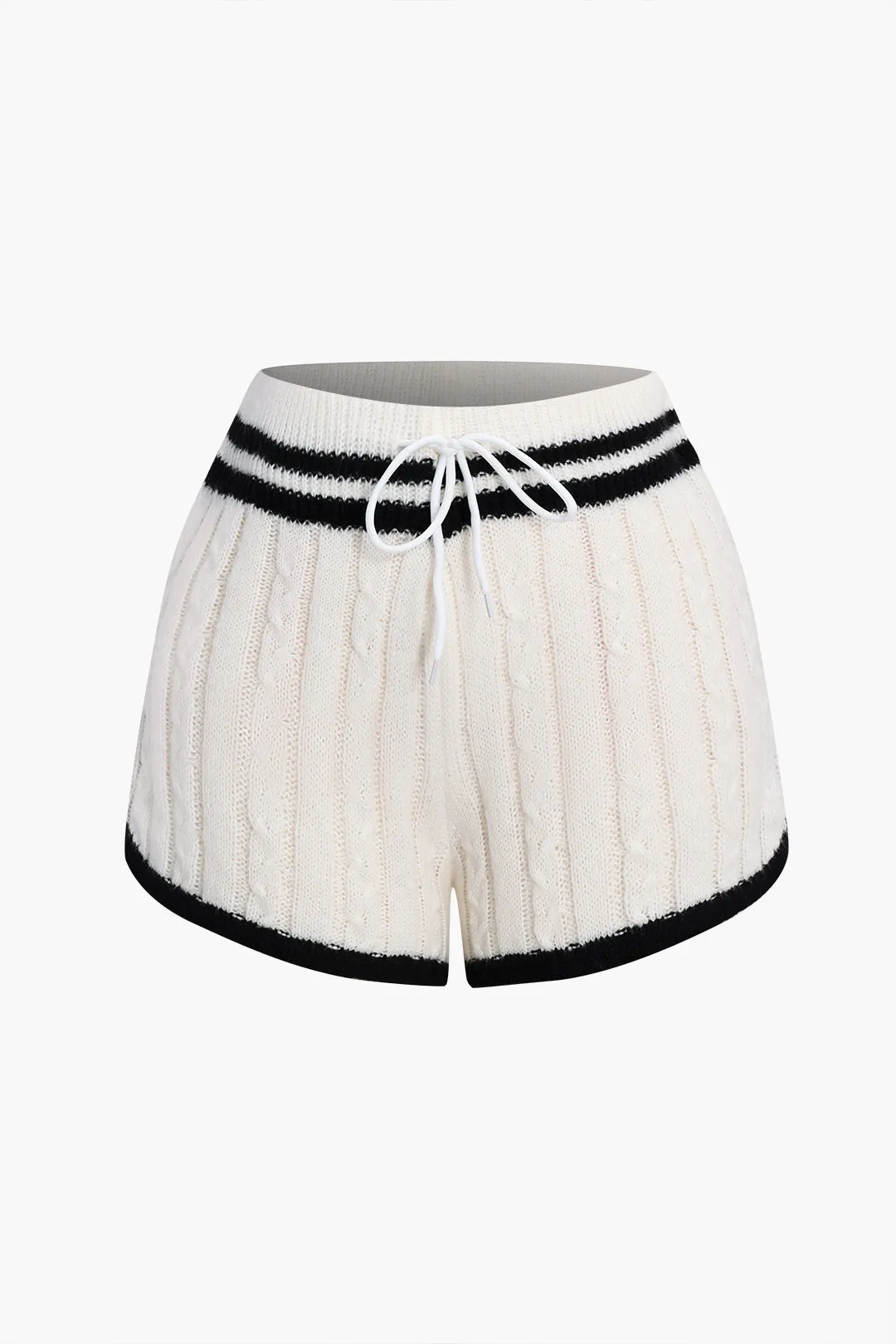 Kontraststrik lynlås langærmet top og slips foran shorts sæt sold by Micas product image thumbnail 4