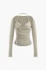 Ruched Tie-up langærmet top sold by Micas