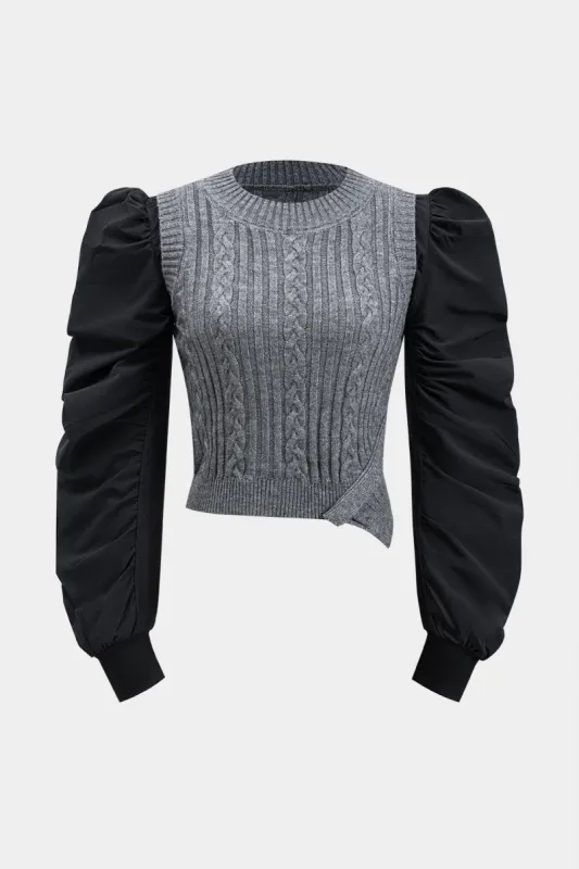 Strik ruched lappetews langærmet top sold by Micas