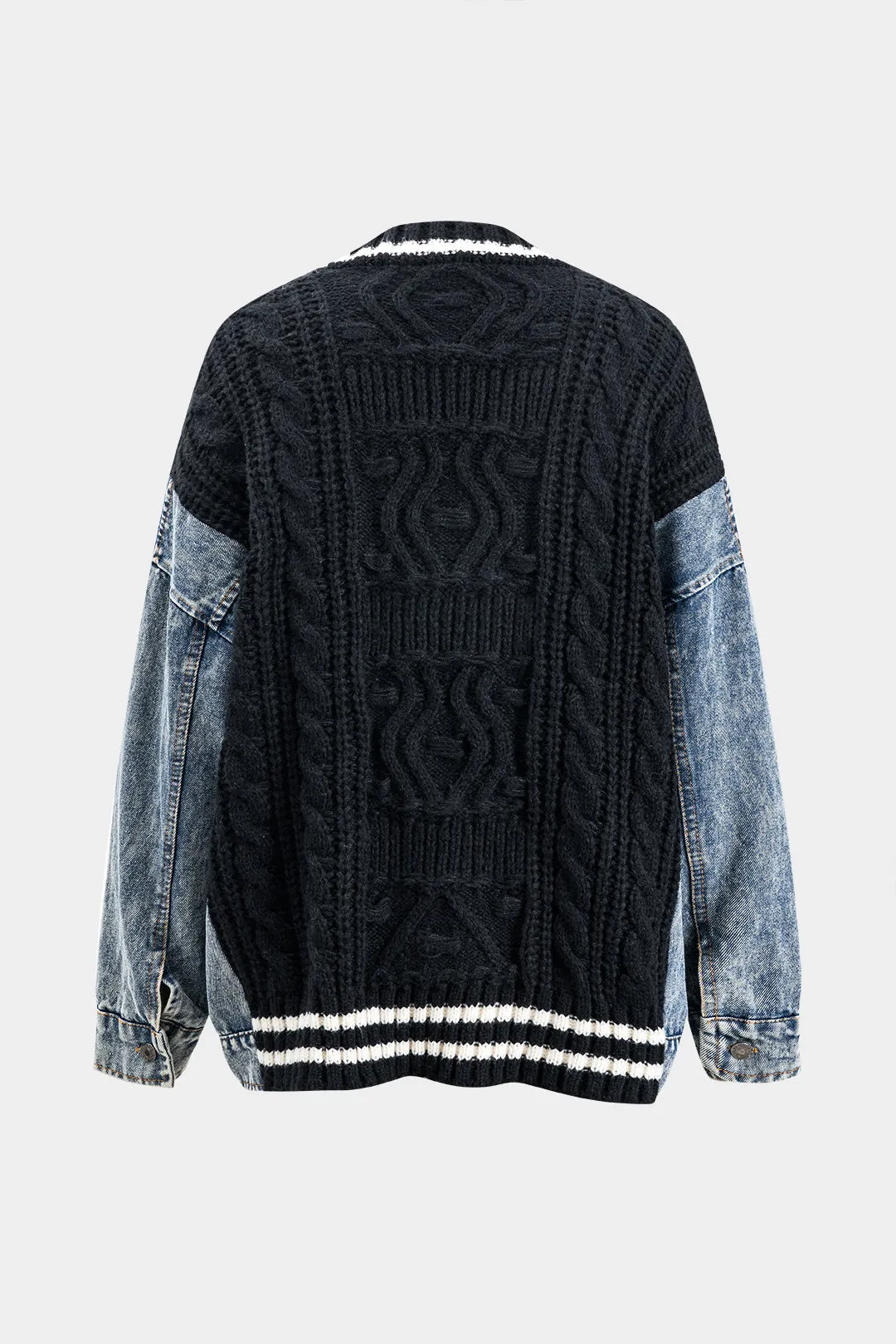 Denim patchwork -knaplomme langærmet overtøj sold by Micas product image thumbnail 2