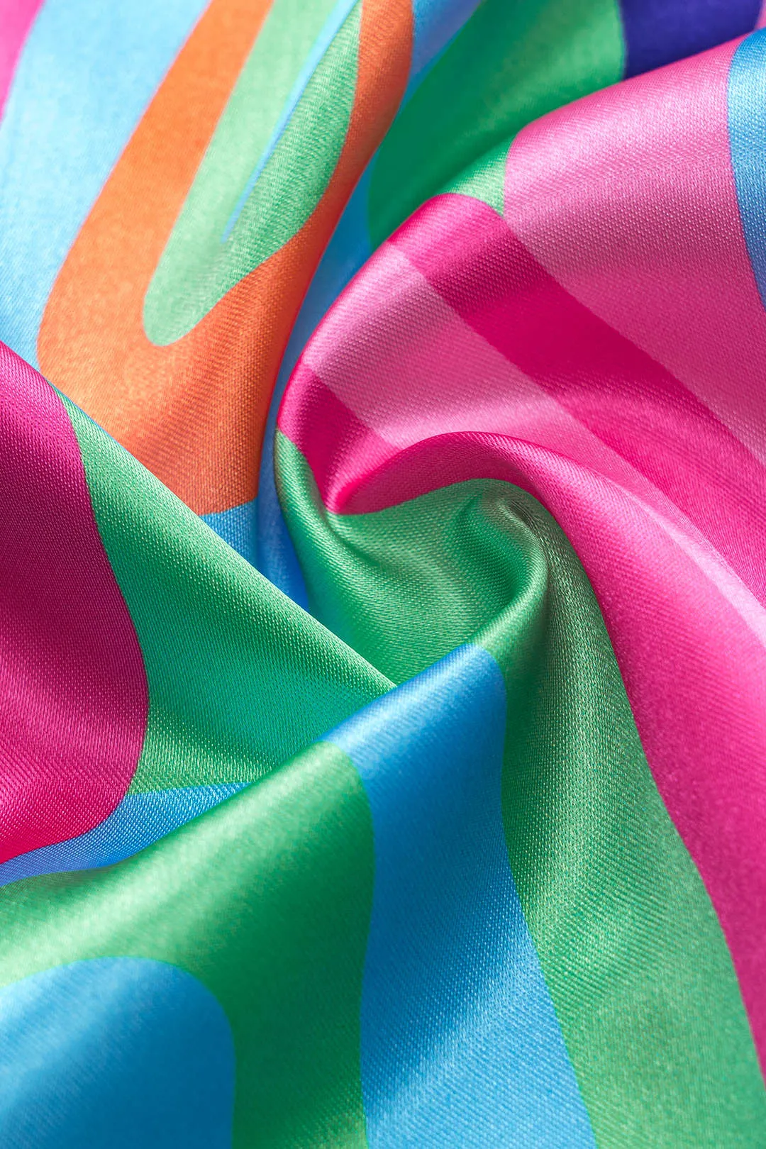 Abstract Print Ruched Button Twist Knot Langærmet mini kjole sold by Micas product image thumbnail 4