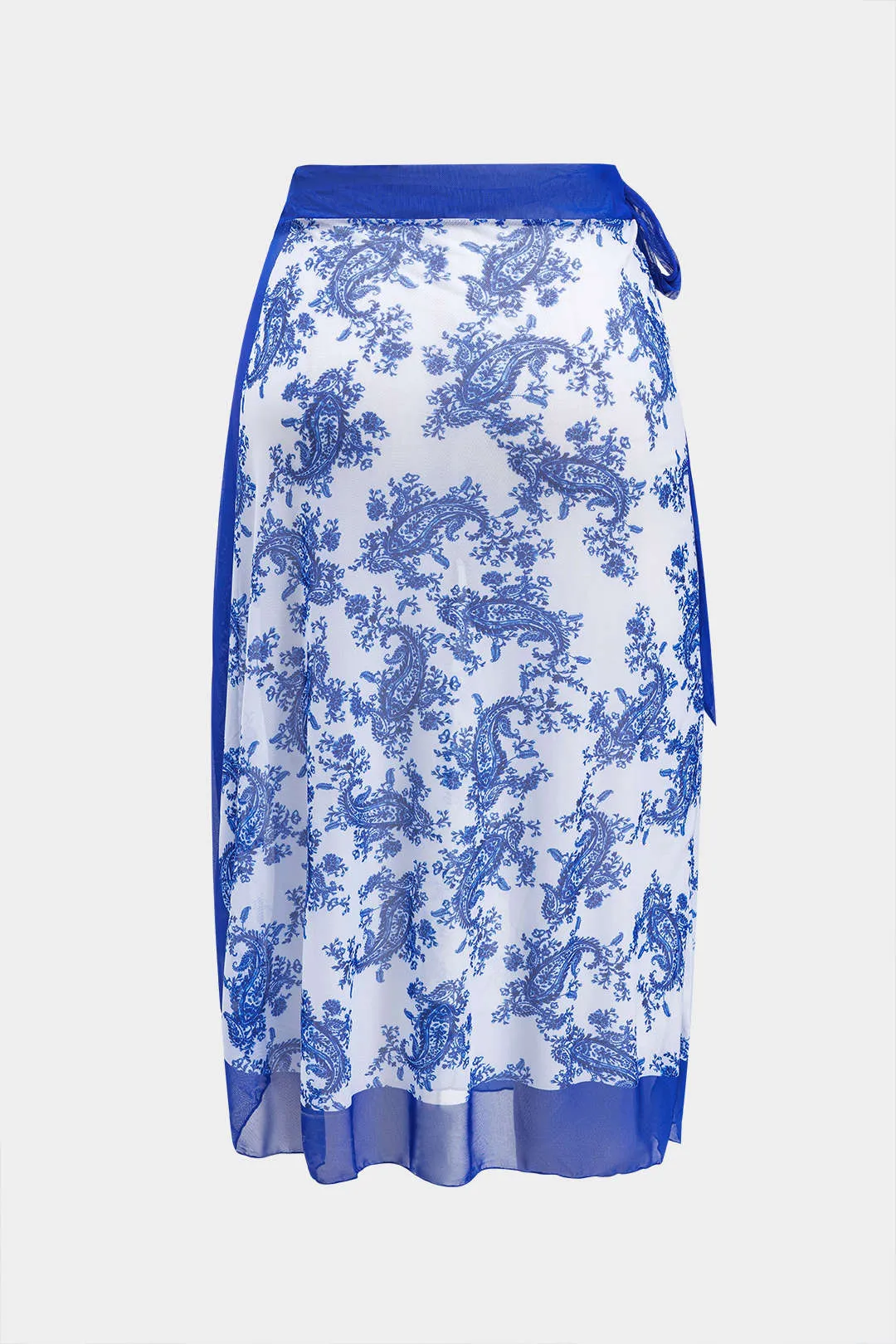 Plus størrelse paisley print mave kontrol bustier badetøj og knyttet dækning op sæt sæt sold by Micas product image thumbnail 5