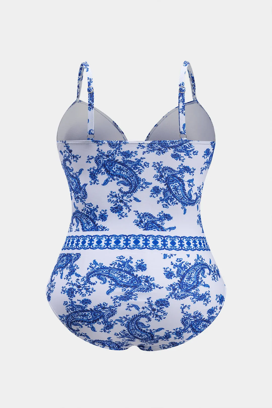 Plus størrelse paisley print mave kontrol bustier badetøj og knyttet dækning op sæt sæt sold by Micas product image thumbnail 3