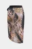 Plus størrelse abstrakt print mave kontrol badetøj og ruched slips front spalte cover up sæt sold by Micas