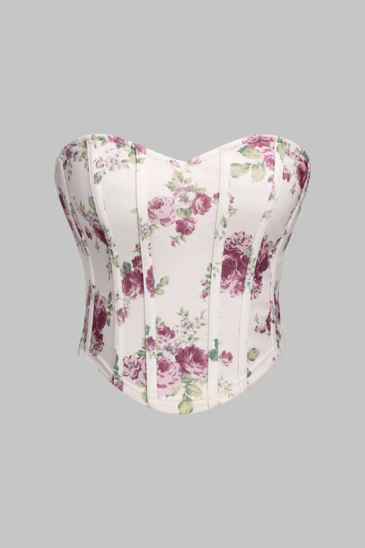 Blomsterprint Zipper Bustier Corset Tube Top sold by Micas