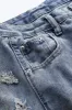 Denim udskåret knaplomme brede ben jeans sold by Micas