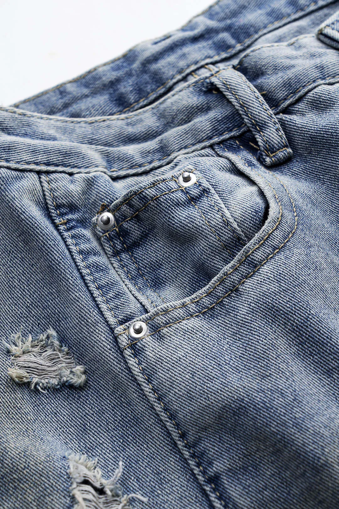 Denim udskåret knaplomme brede ben jeans sold by Micas product image thumbnail 3