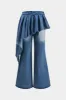 Denim plisseret knap patchwork blussede ben jeans sold by Micas