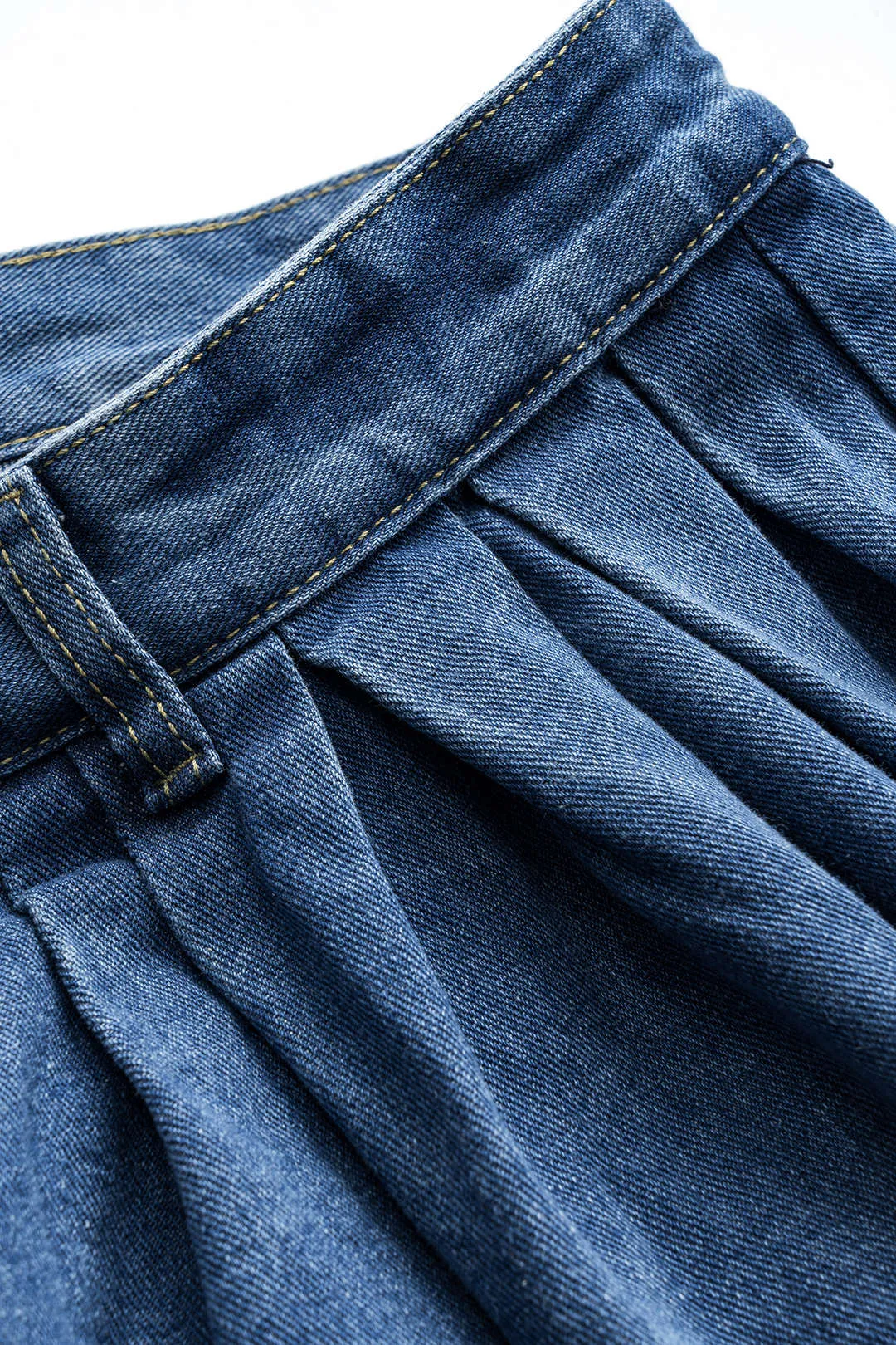 Denim plisseret knap patchwork blussede ben jeans sold by Micas product image thumbnail 3