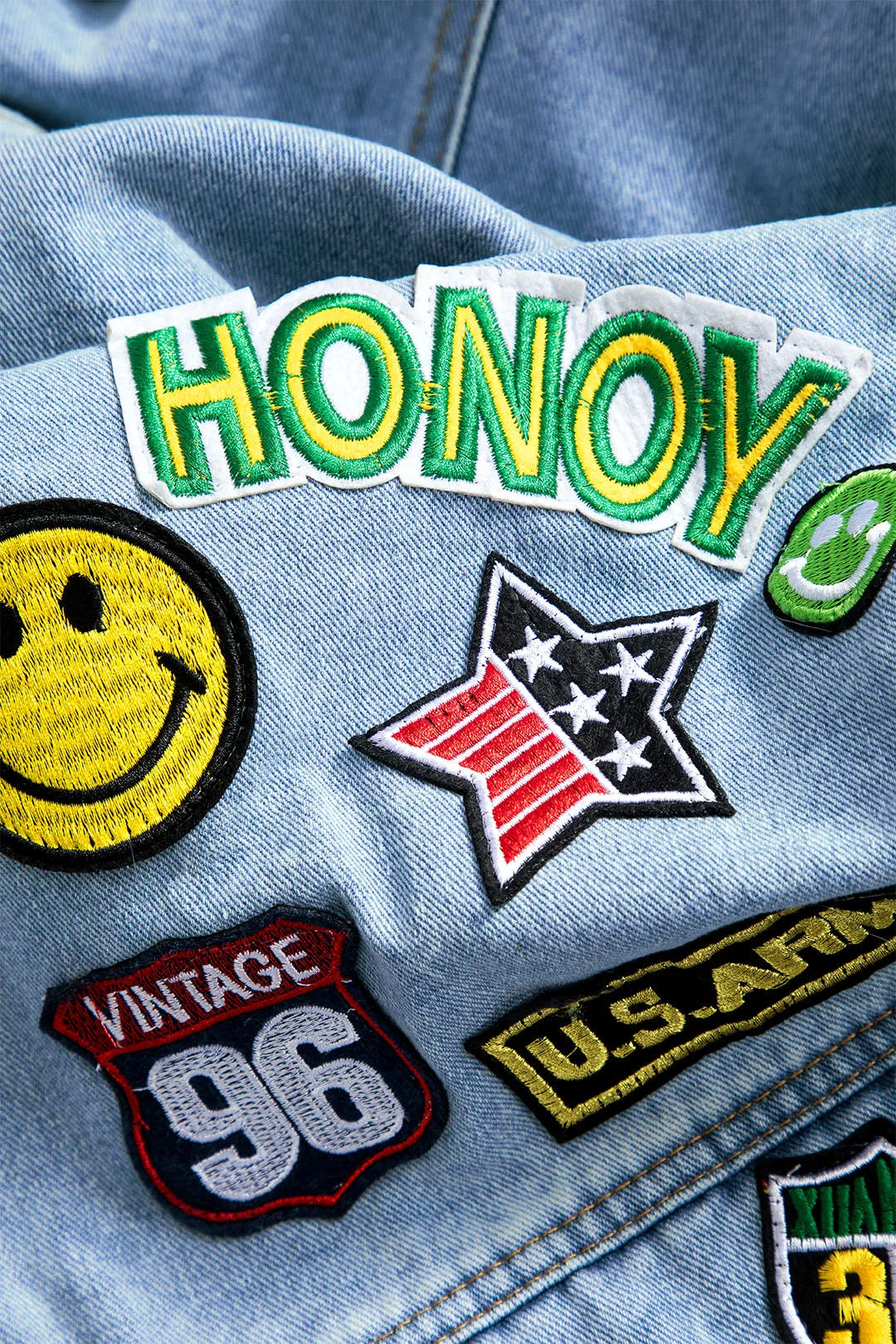 Denim Appliques Button Flap Pocket Long Sleeve Outerwear sold by Micas product image thumbnail 4