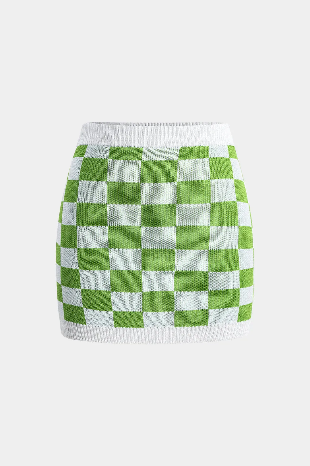 Contrast Pattern Knit Crop Top And Skirt Set sold by Micas product image thumbnail 4