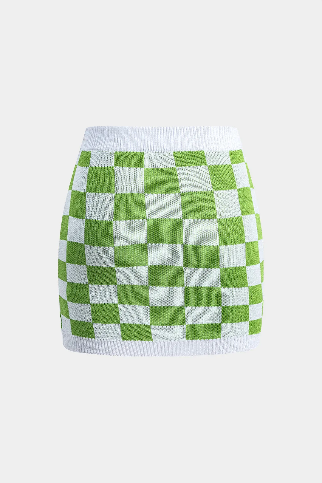 Contrast Pattern Knit Crop Top And Skirt Set sold by Micas product image thumbnail 5