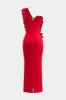Ruched Ruffles One Shoulder Zipper Cut Slit maxi kjole ud sold by Micas