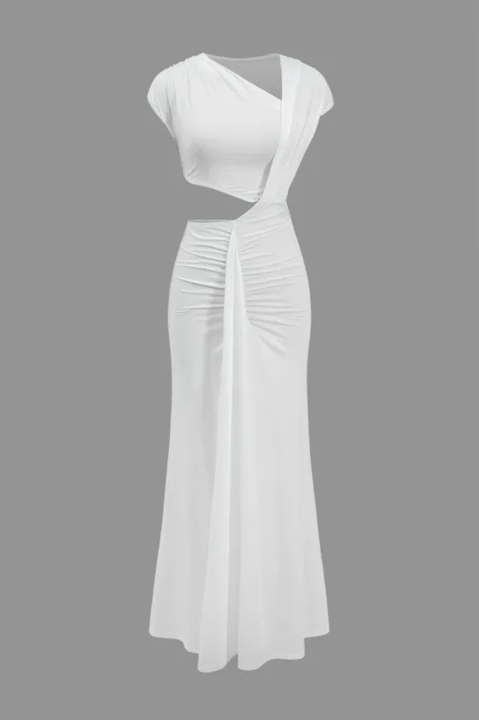 Ruched Asymmetrical Maxi Dress sold by Micas