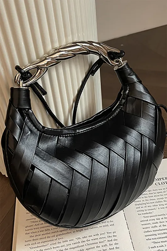 Faux læder metal vævet håndholdt taske taske sold by Micas