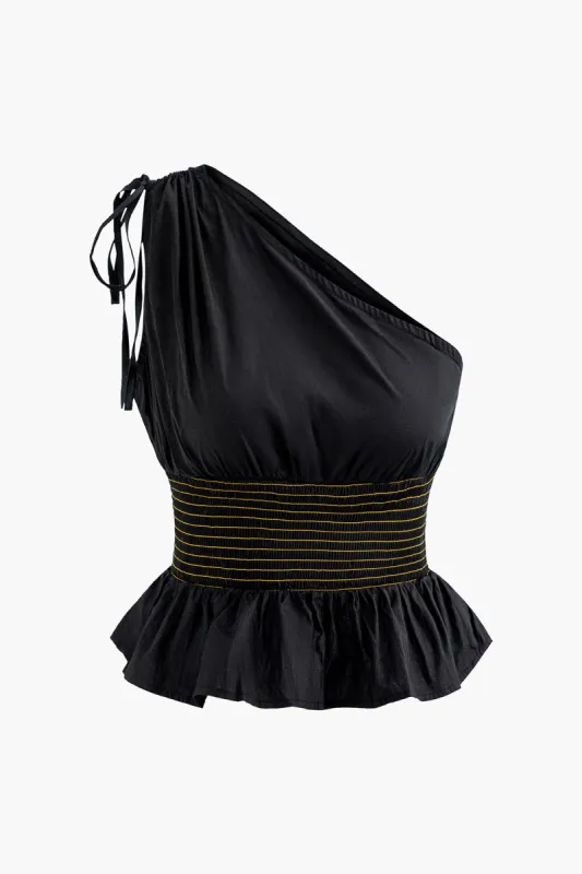 Chiffon plisseret asymmetrisk tank top made by Micas