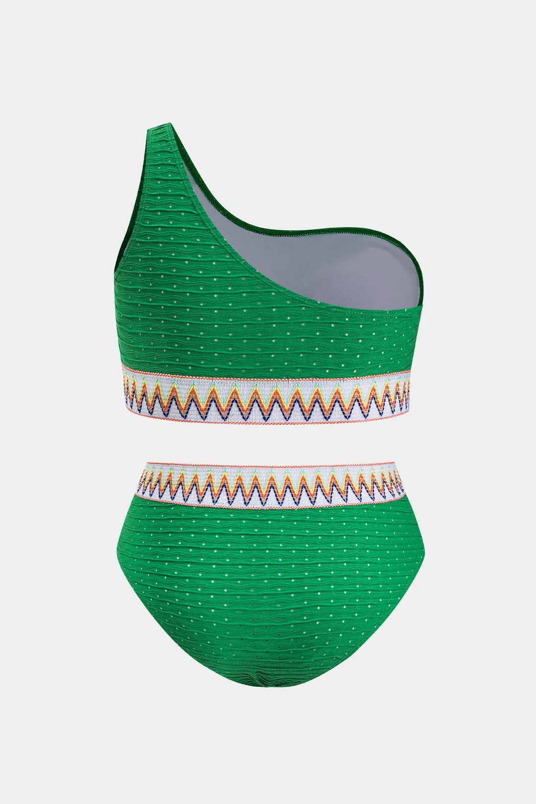 Plus størrelse ruched asymmetrisk patchwork badedragt sæt sold by Micas product image thumbnail 2