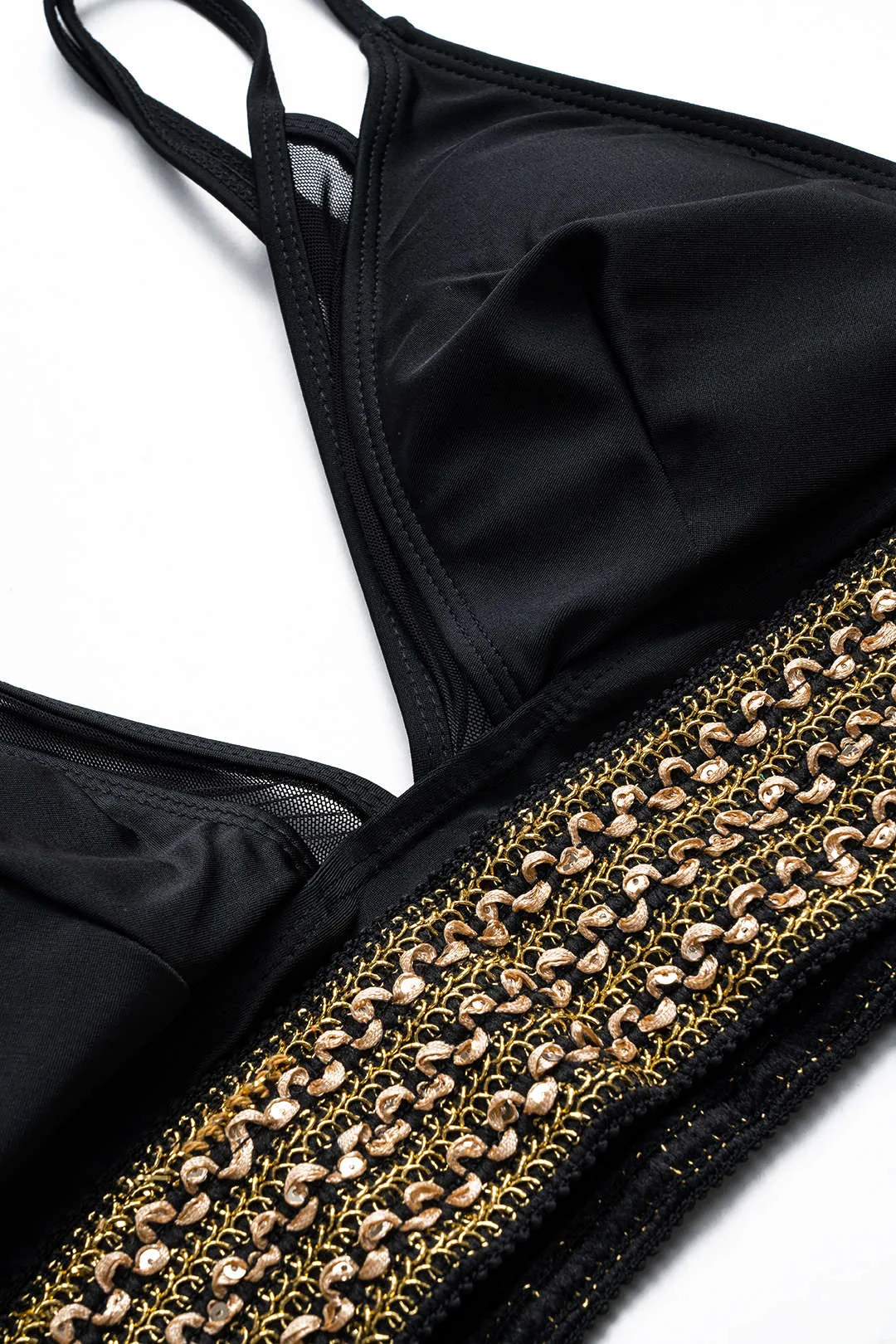 Plus størrelse paljetter patchwork strappy bikini sæt sold by Micas product image thumbnail 5