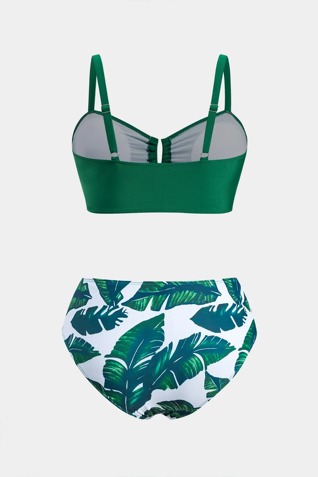 Plus størrelse blade print metallisk ruched udskåret bikini sæt sold by Micas product image thumbnail 2
