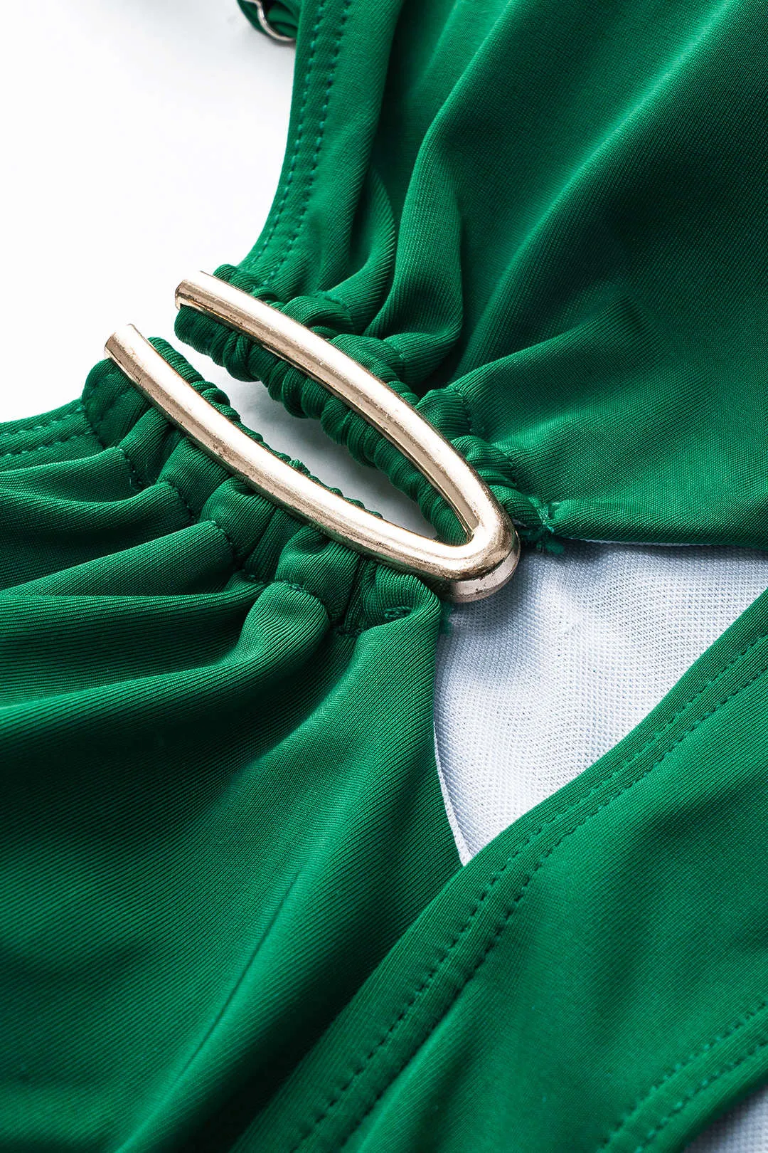 Plus størrelse blade print metallisk ruched udskåret bikini sæt sold by Micas product image thumbnail 3