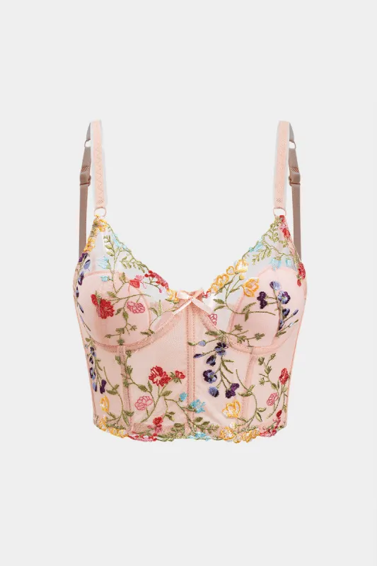 Mesh blomsterbroderi bustier cami top sold by Micas