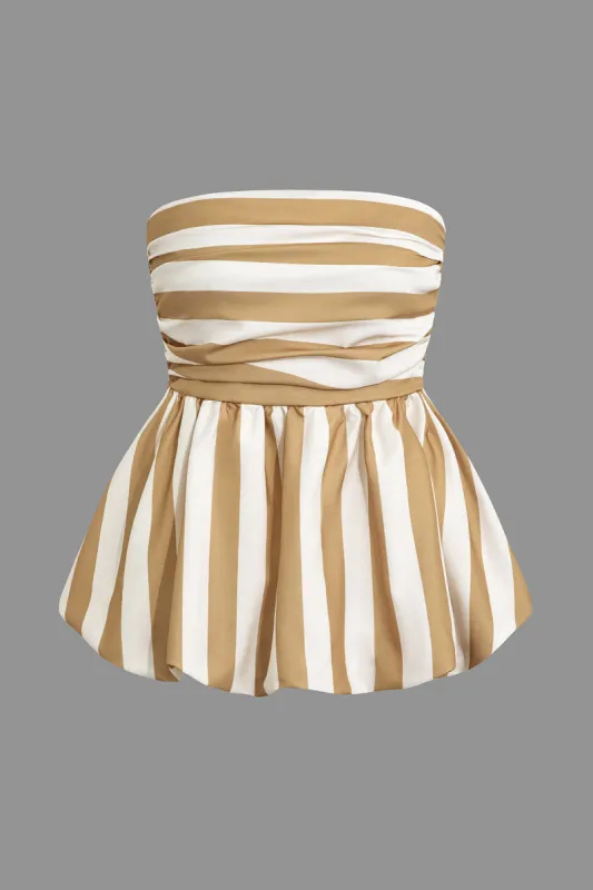 Farveblok Ruched Stripe Tube Top sold by Micas