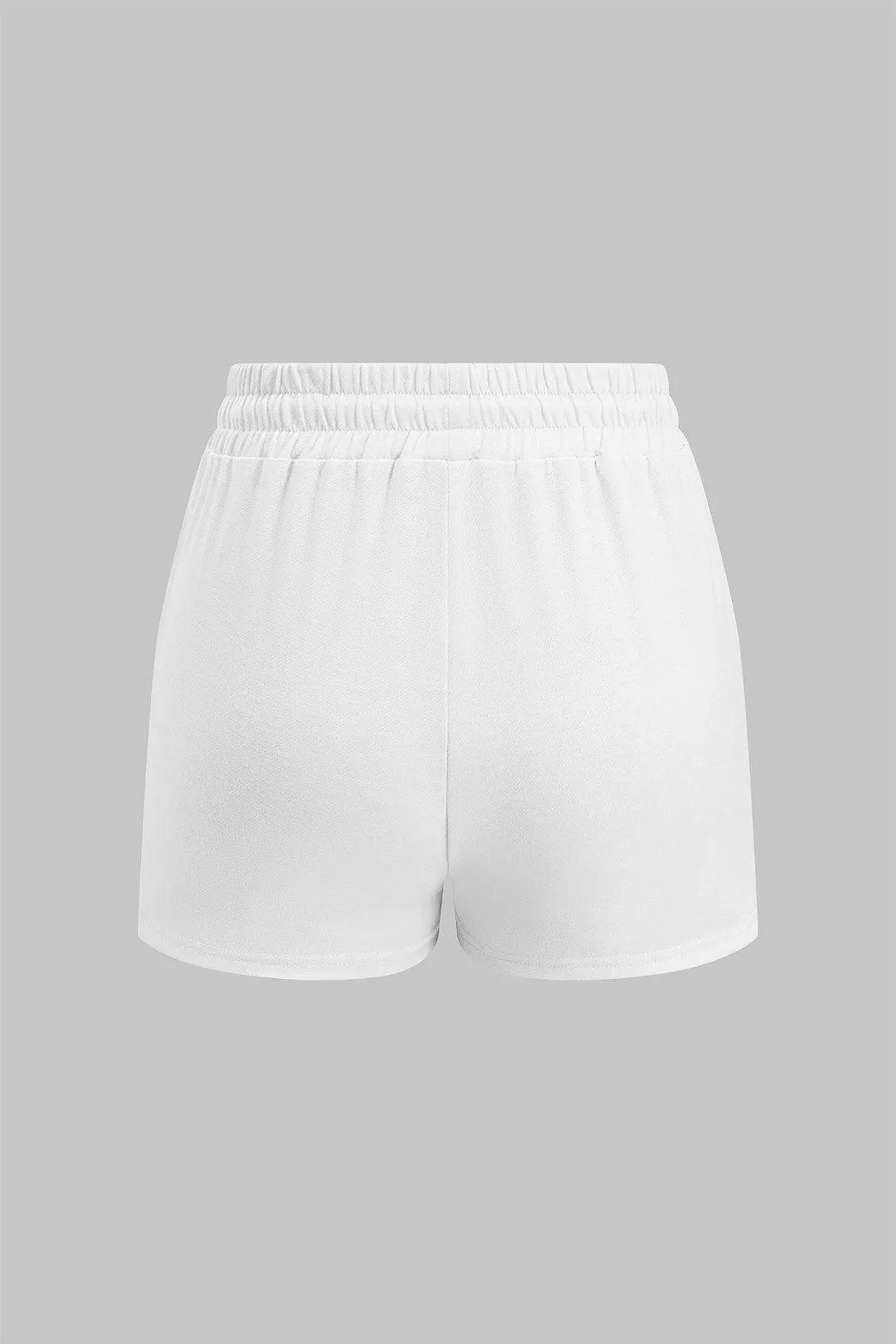 Brevprint hætte lynlås kortærmet top og ruched slips front shorts sæt sold by Micas product image thumbnail 5