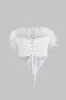 Mesh Feather Sheer Tie Back Corset Tube Top and Ruched Nederdel Set sold by Micas