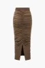 Solid Ruched Slit nederdel sold by Micas