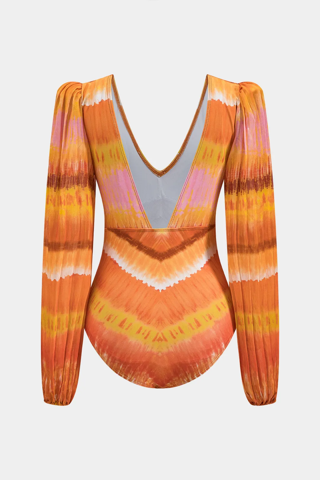 Ombre Print Chiffon Ruched Rackless V-hals i ét stykke badedragt sold by Micas product image thumbnail 2