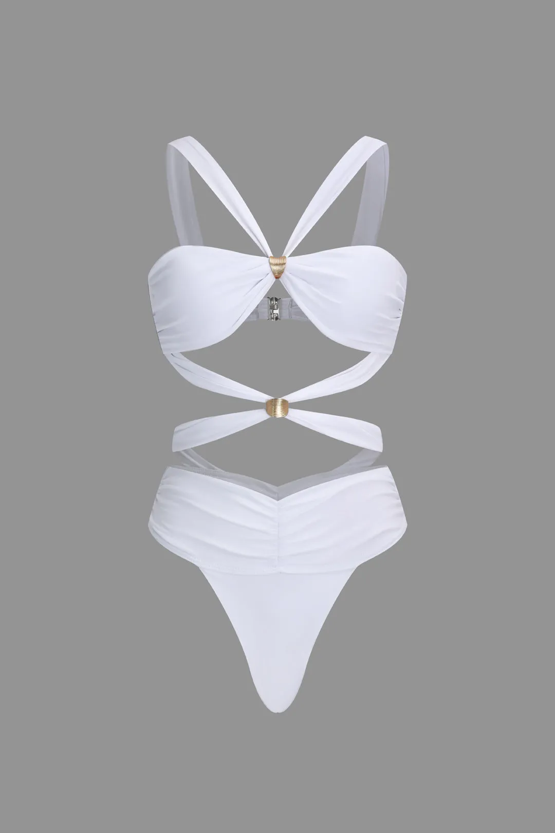 Metallisk Ruched udskåret badedragt i ét stykke sold by Micas