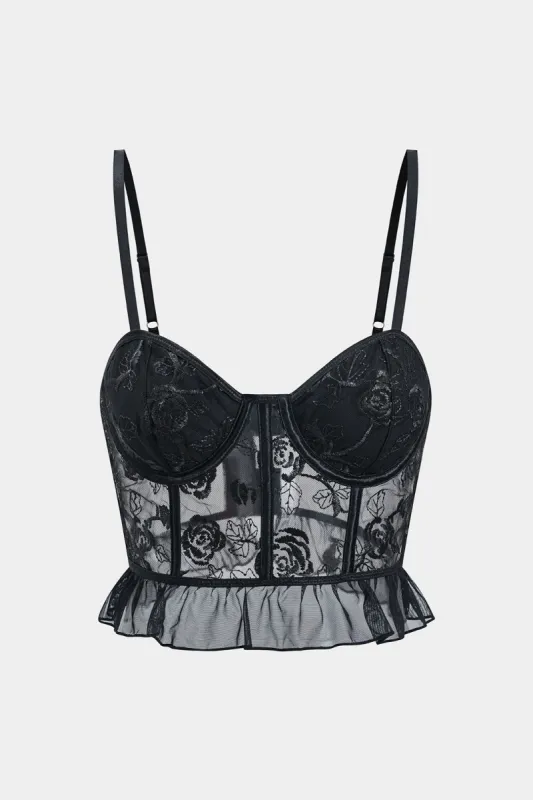 Mesh Ruffle Broderi Bustier Corset Cami Top sold by Micas